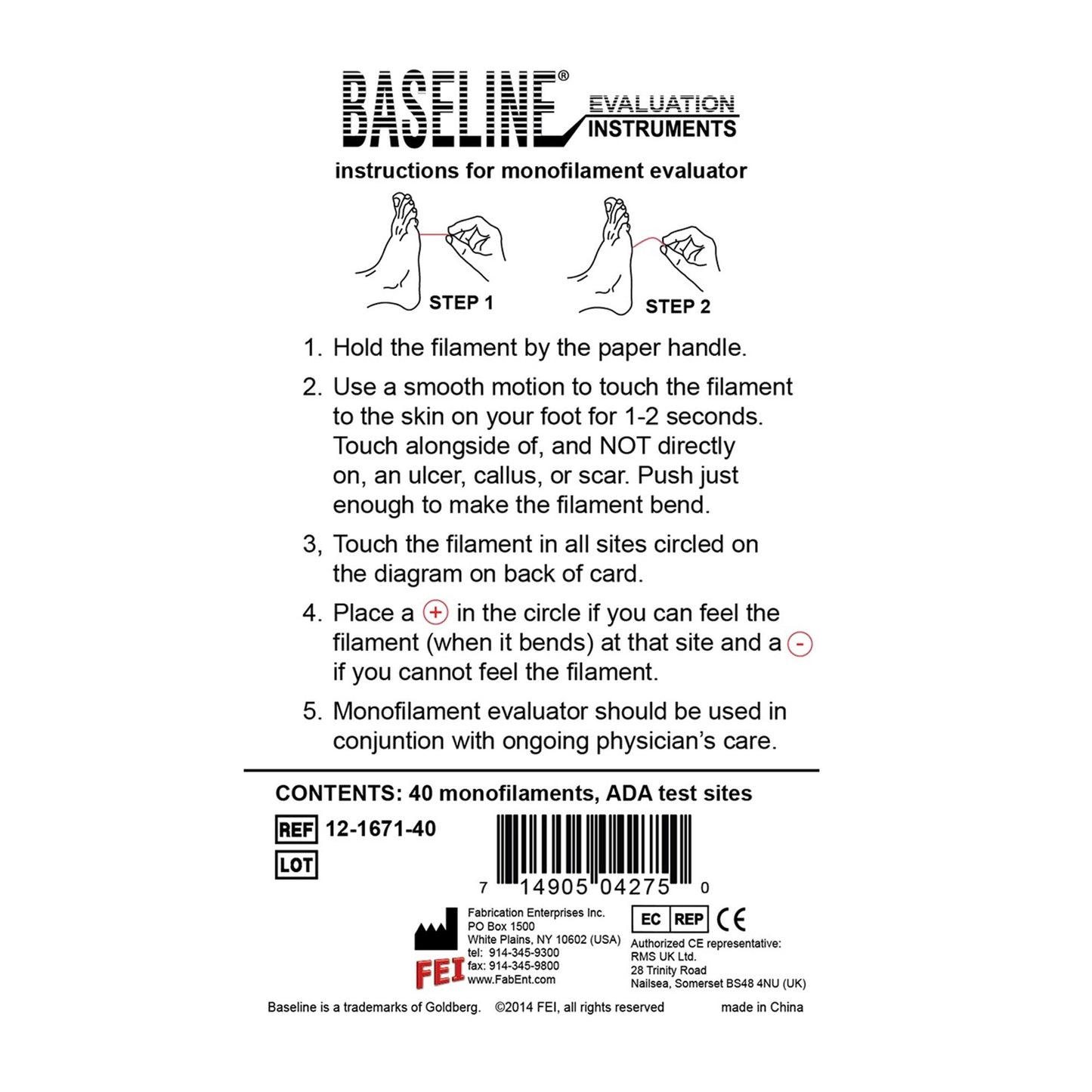 MONOFILAMENT, BASELINE DISP TACTILE 5.07