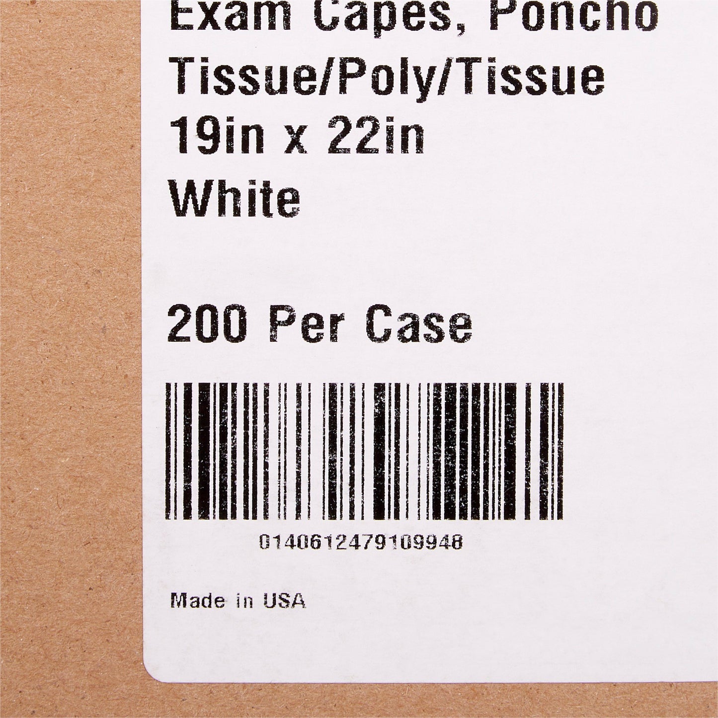 CAPE, EXAM T/P/T PONCHO SIDE OPN WHT 19X22