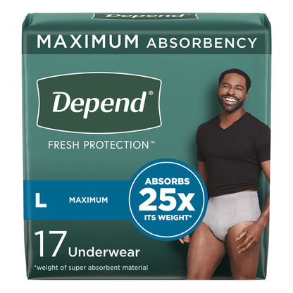 UNDERWEAR, DEPEND MAX ABSRB MEN LG