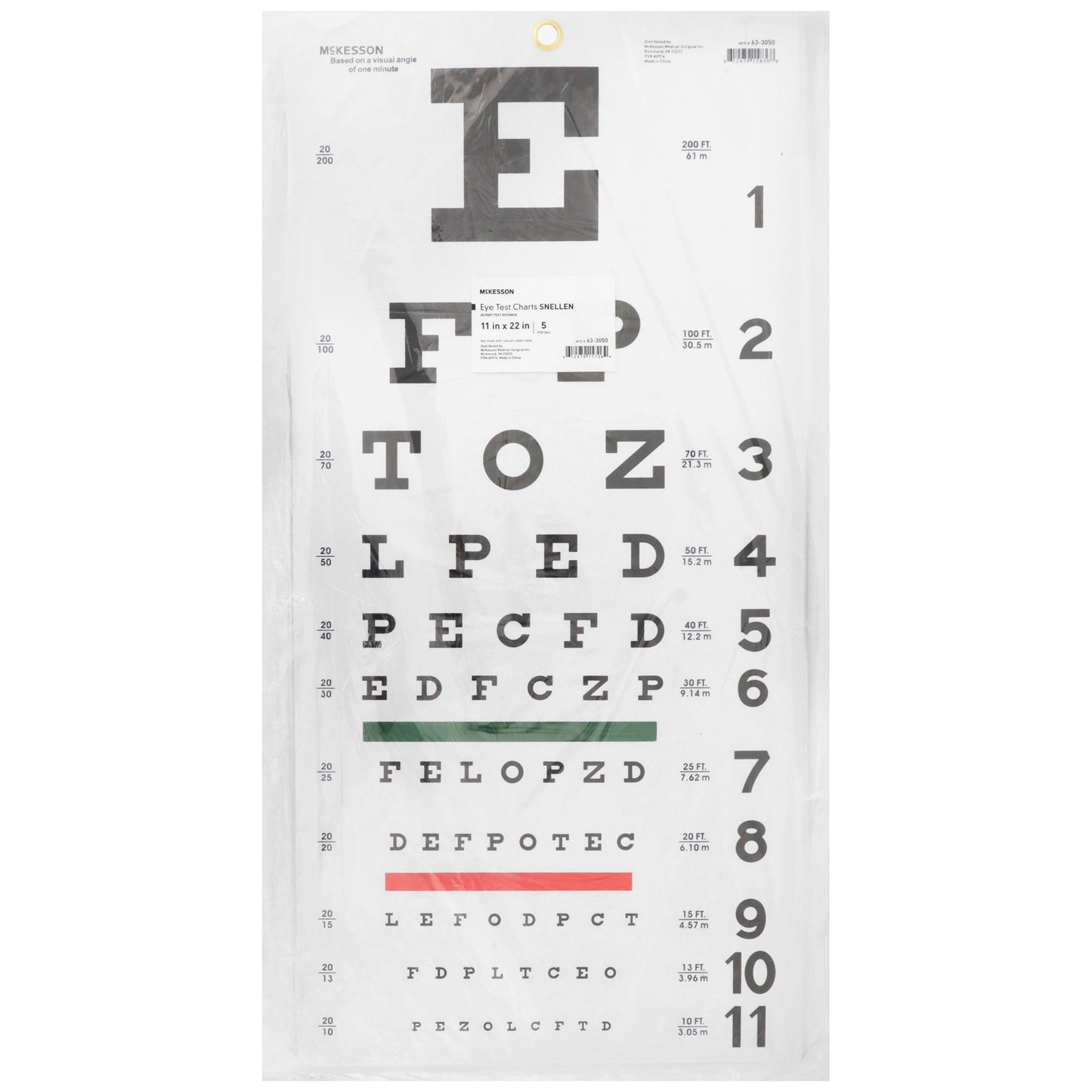 CHART, EYE TEST SNELLEN LF 20'22"X11"