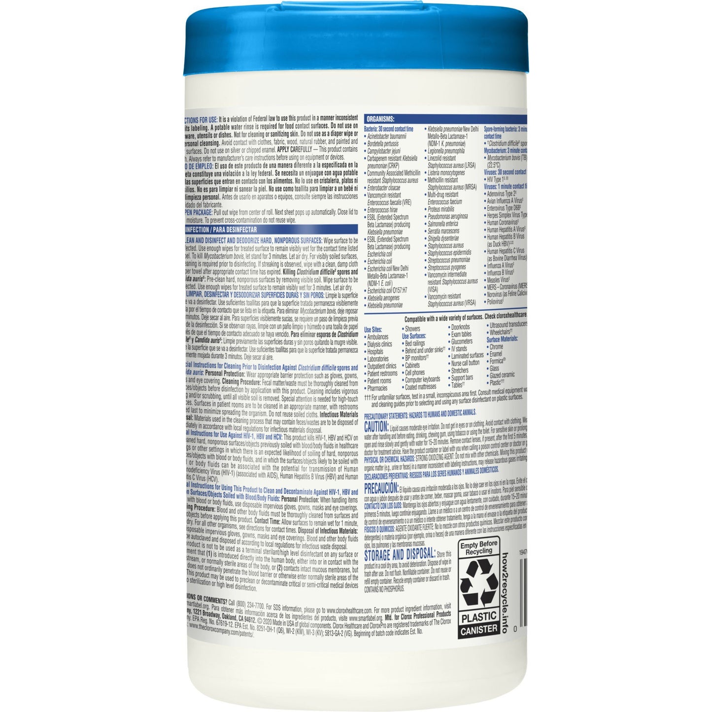 WIPE, CLOROX GERMICIDAL 5X6