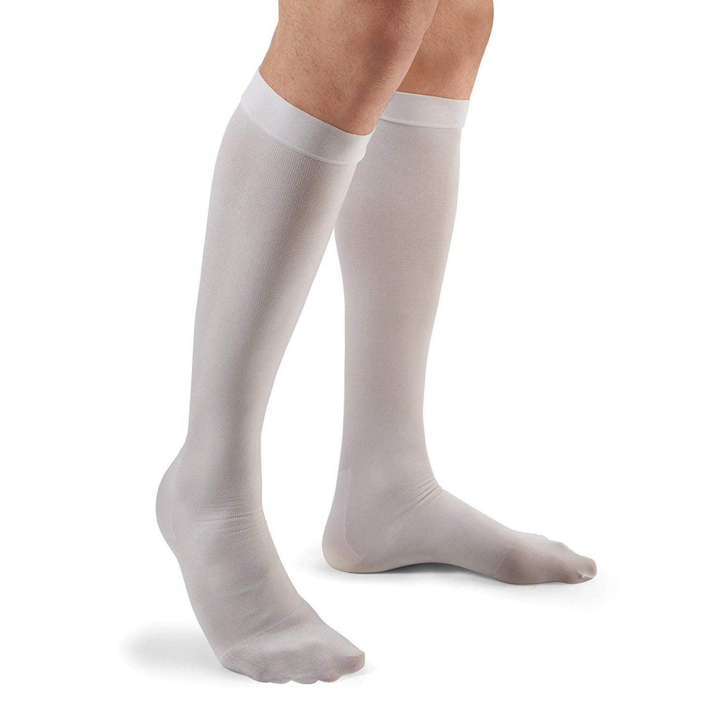 STOCKING, ANTI-EMBOLISM KNEE CLOSED-TOE WHT XLG REG