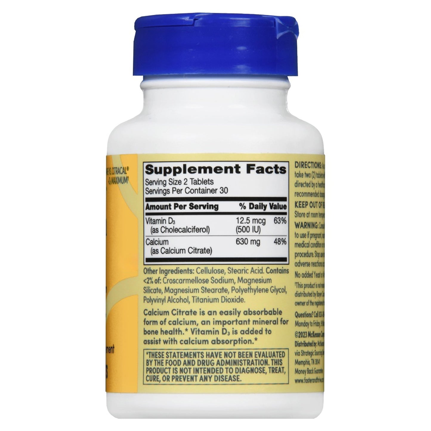 CALCIUM CITRATE+VITAMIN D3, TAB 630MG