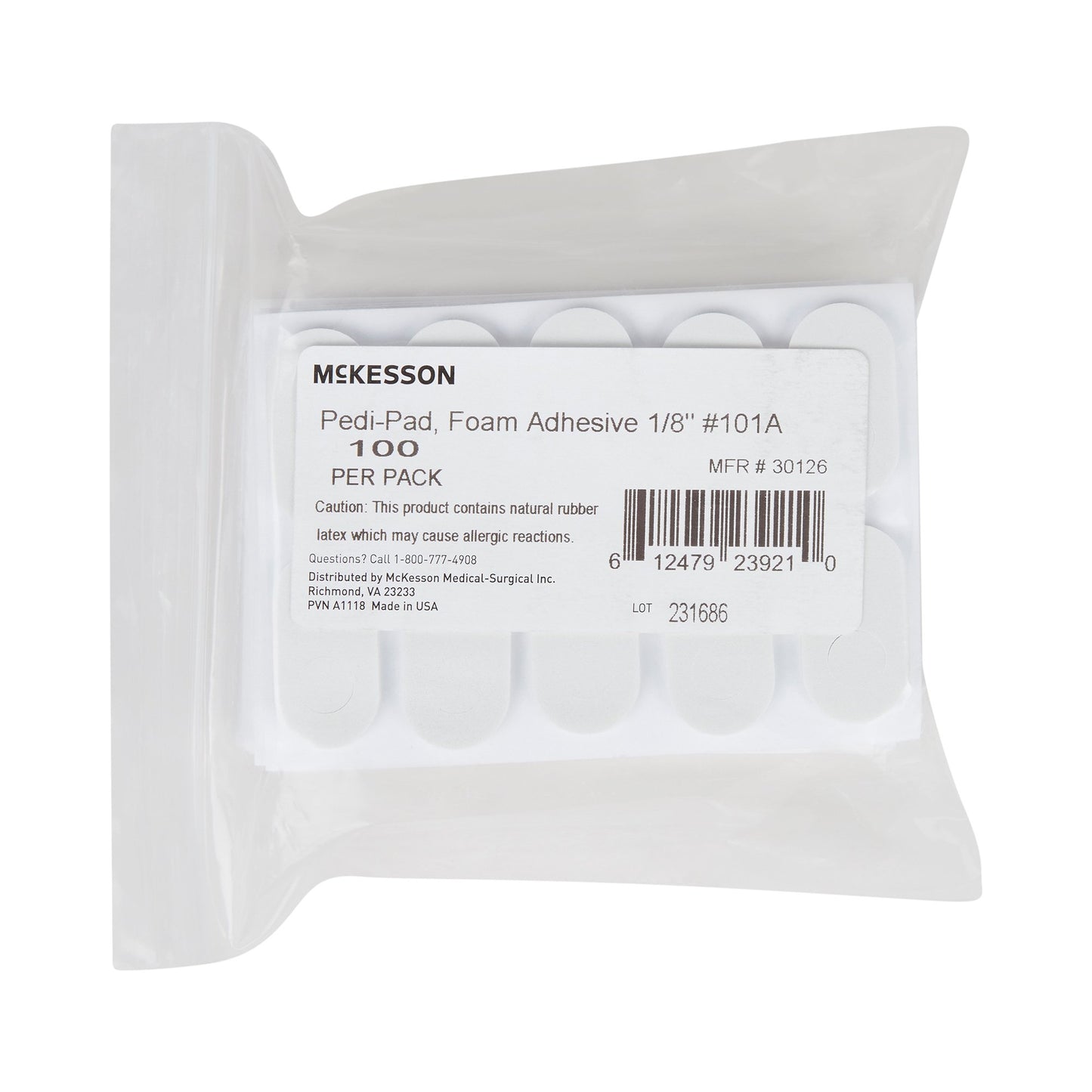 PEDI-PAD, FOAM WHT #101-A-1/8"1/8"