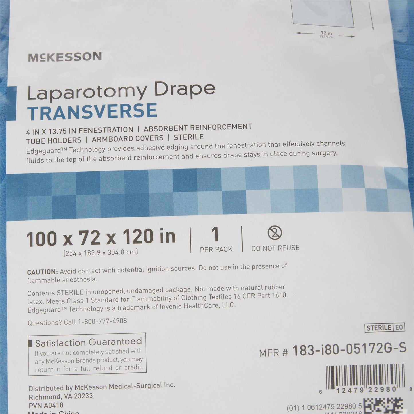 DRAPE, SURG TRANSVERSE LAPAROTOMY STR 100"X72"X120"