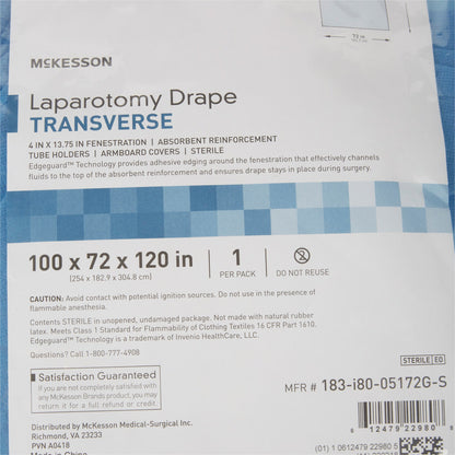 DRAPE, SURG TRANSVERSE LAPAROTOMY STR 100"X72"X120"