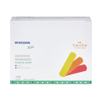 BANDAGE, ADHSV MCKID NEON STRIP 3/4"X3"