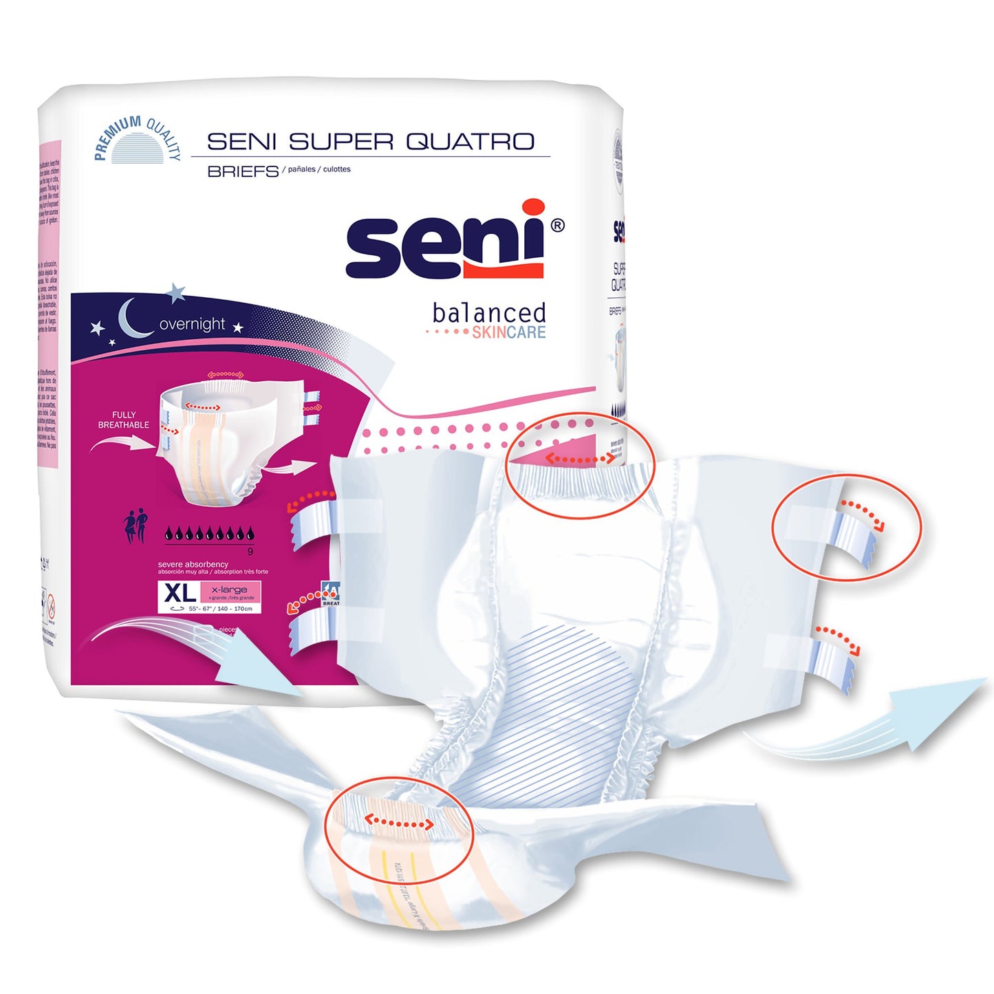 BRIEF, INCONT SENI SUPER QUATRO XLG 55"-67"