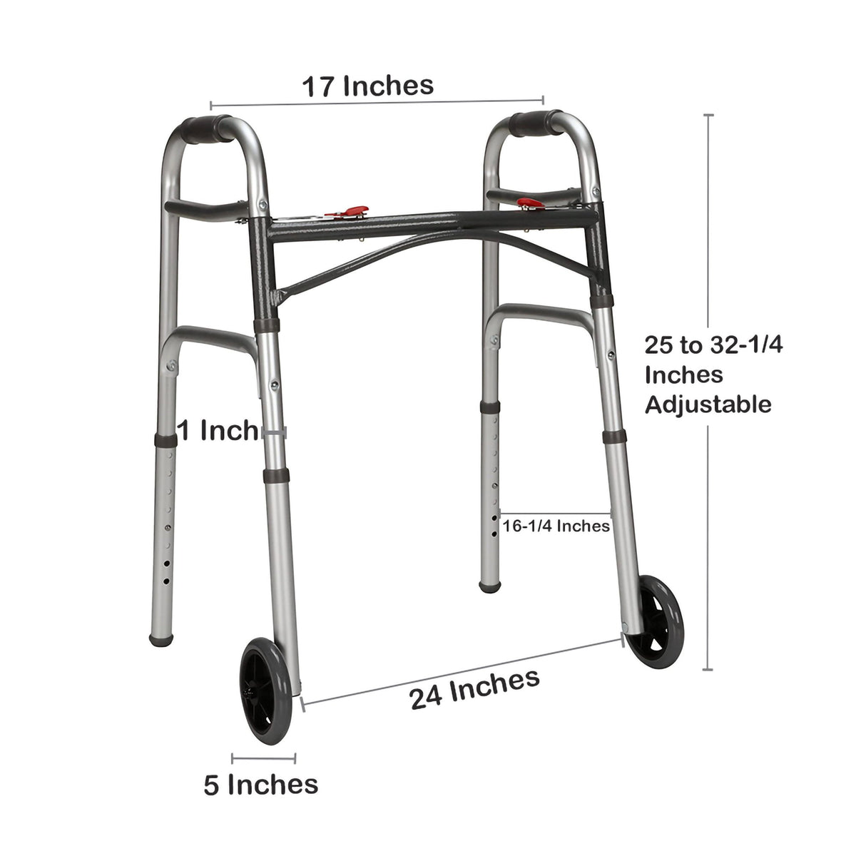 WALKER, FOLDING JR W/5" WHEELS350LBS