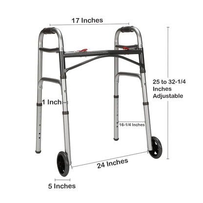WALKER, FOLDING JR W/5" WHEELS350LBS