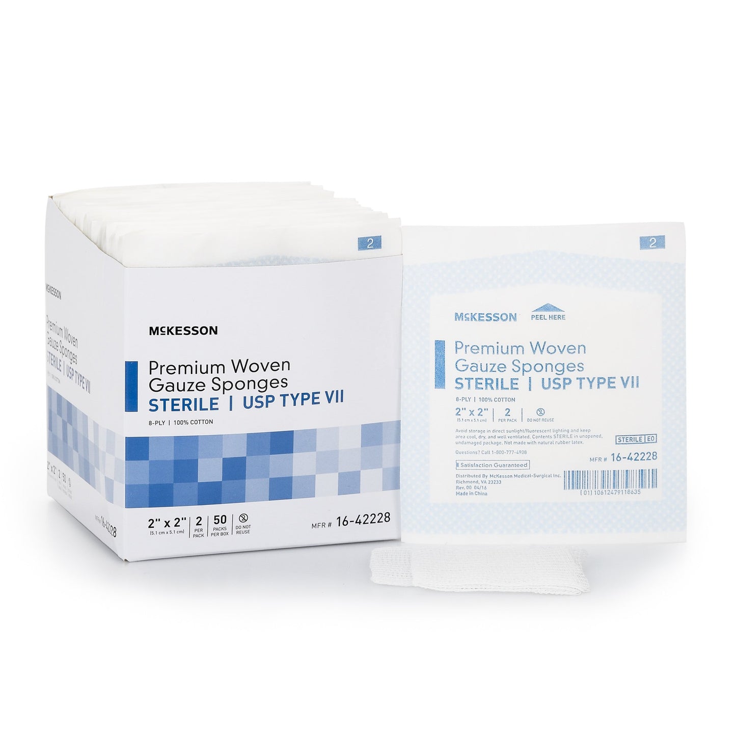 SPONGE, GAUZE TYPE-VII 8PLY STR 2"X2"