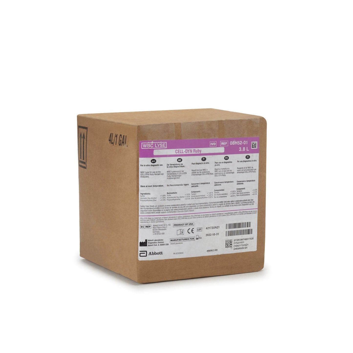 TEST KIT, WBC LYSE 3.8L F/RUBYANLYZ ABBDIA