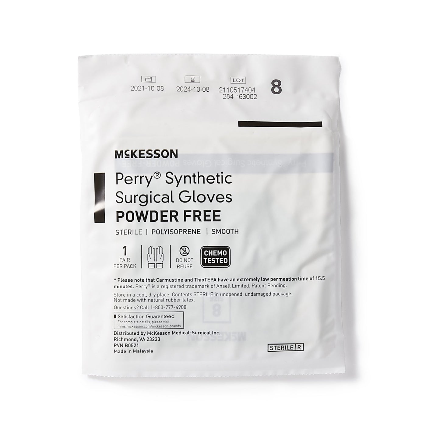 GLOVE, SURG PLYISO 8.0 STR2 SMTH CHEMO