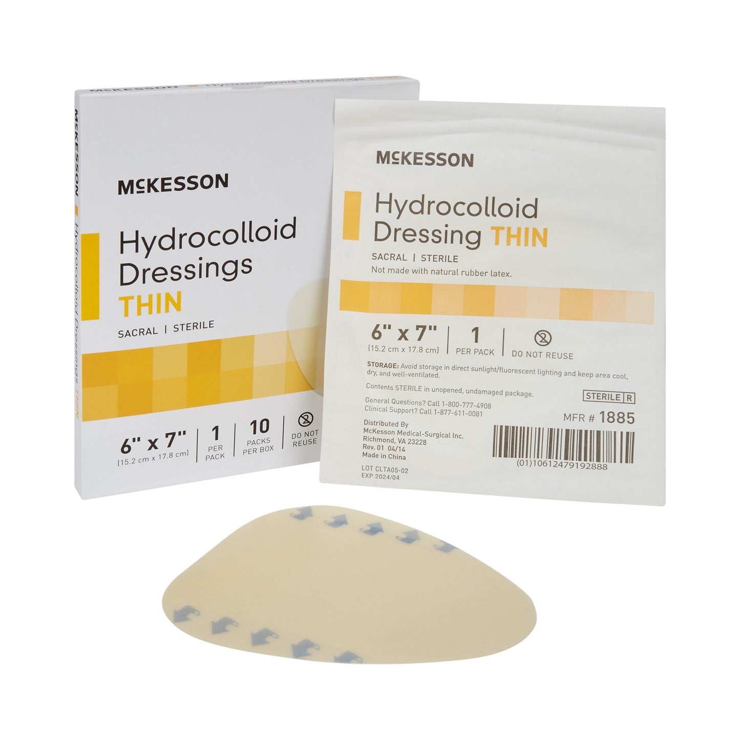 DRESSING, HYDROCOLLOID THIN STR SACRAL 6"X7"