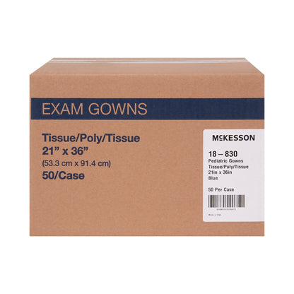 GOWN, EXAM T/P/T PED F/B OPN BLU 21X36