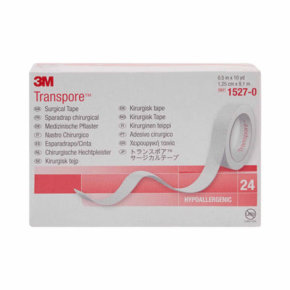 TAPE, ADHSV TRANSPORE 1/2"X10YDS