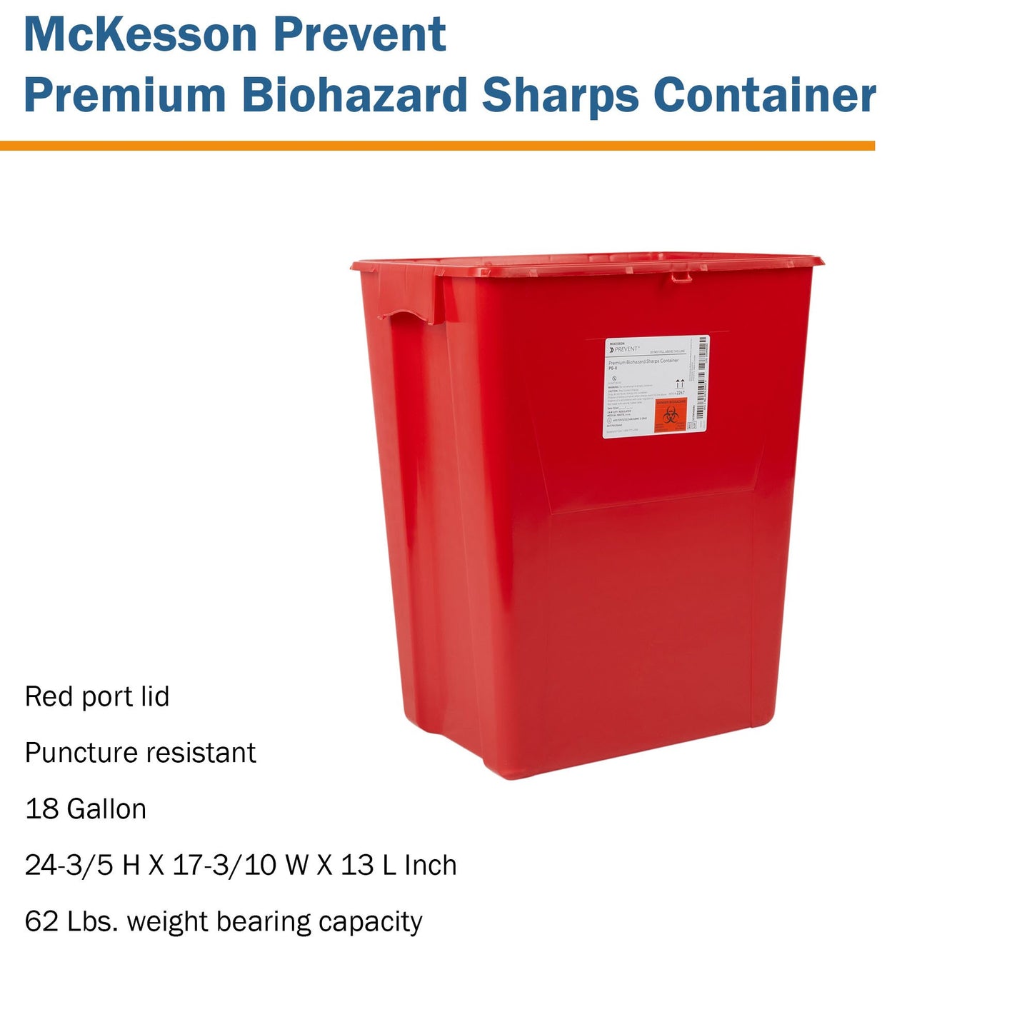 CONTAINER, SHARPS RED 18GL