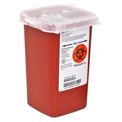 CONTAINER, SHARPS RED 1QT W/LID