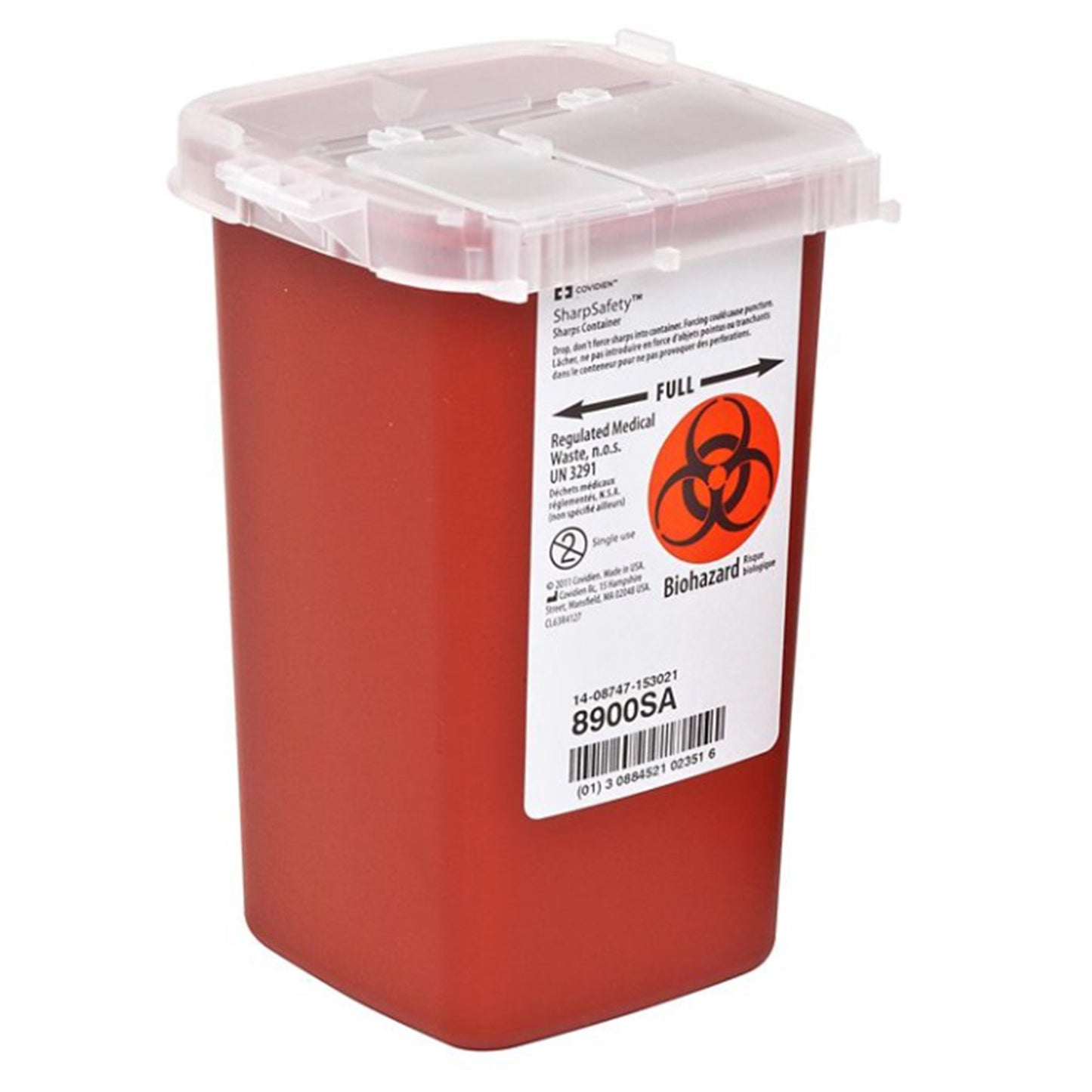 CONTAINER, SHARPS RED 1QT W/LID