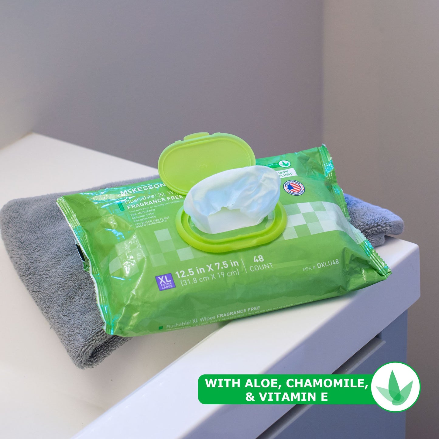WIPE, WET FLUSHABLE XL UNSCNTDSFT PK W/LID