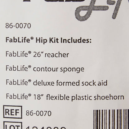 HIP KIT, W/SHOEHORN/SPONGE/REACHER/SOCK AID 26" FABENT