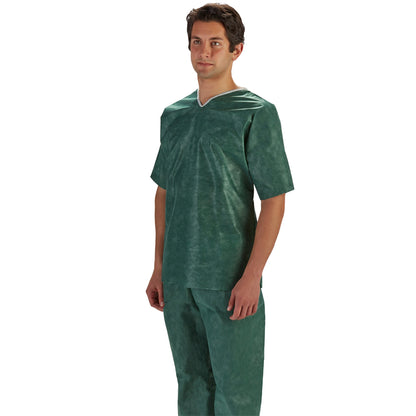 SHIRT, SCRUB NONWOVEN V-NECKNO PCKT DRK GRN SM