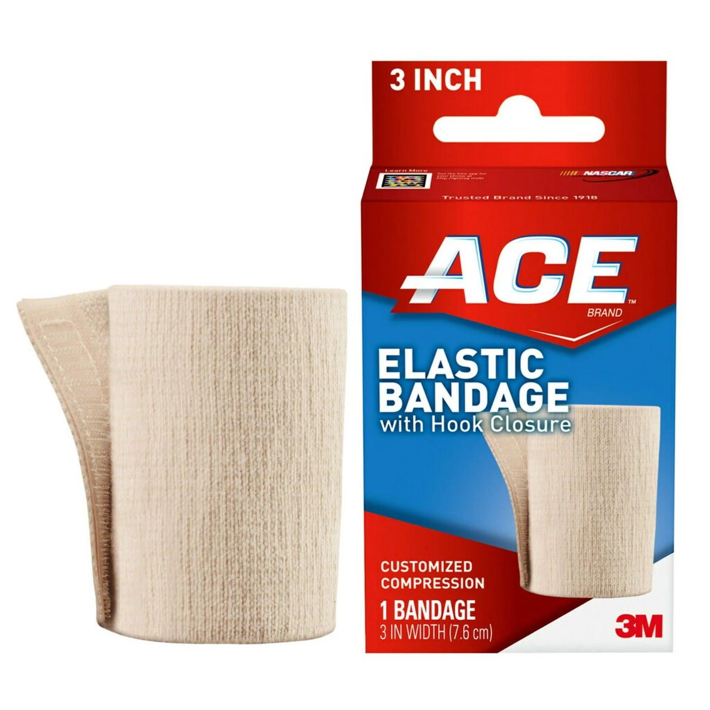 BANDAGE, ELAS ACE W/SINGLE HOOK & LOOP CLSR 3"X5YD