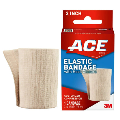 BANDAGE, ELAS ACE W/SINGLE HOOK & LOOP CLSR 3"X5YD