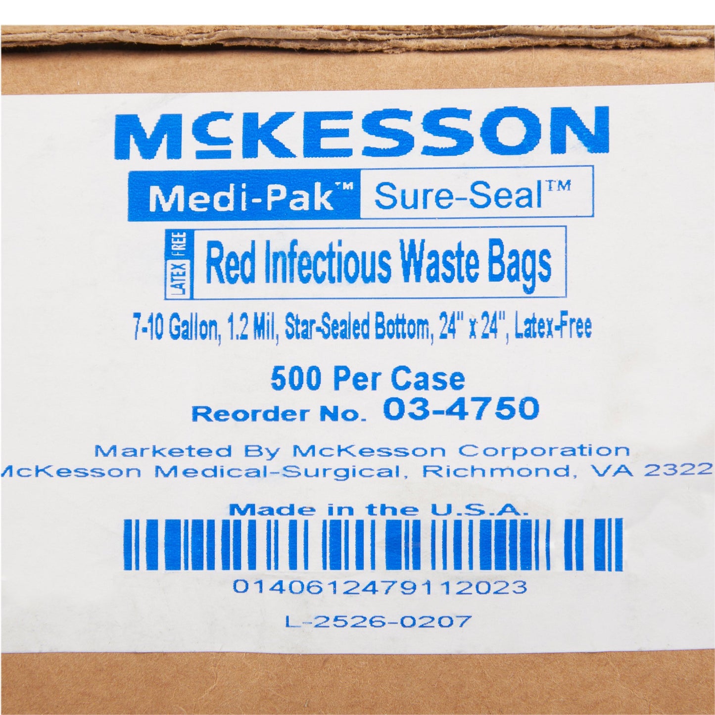 BAG, BIOHAZ GSET SL RED 24X247-10GL 1.2MIL