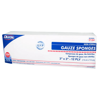 SPONGE, GAUZE 12PLY N/S 3"X3"