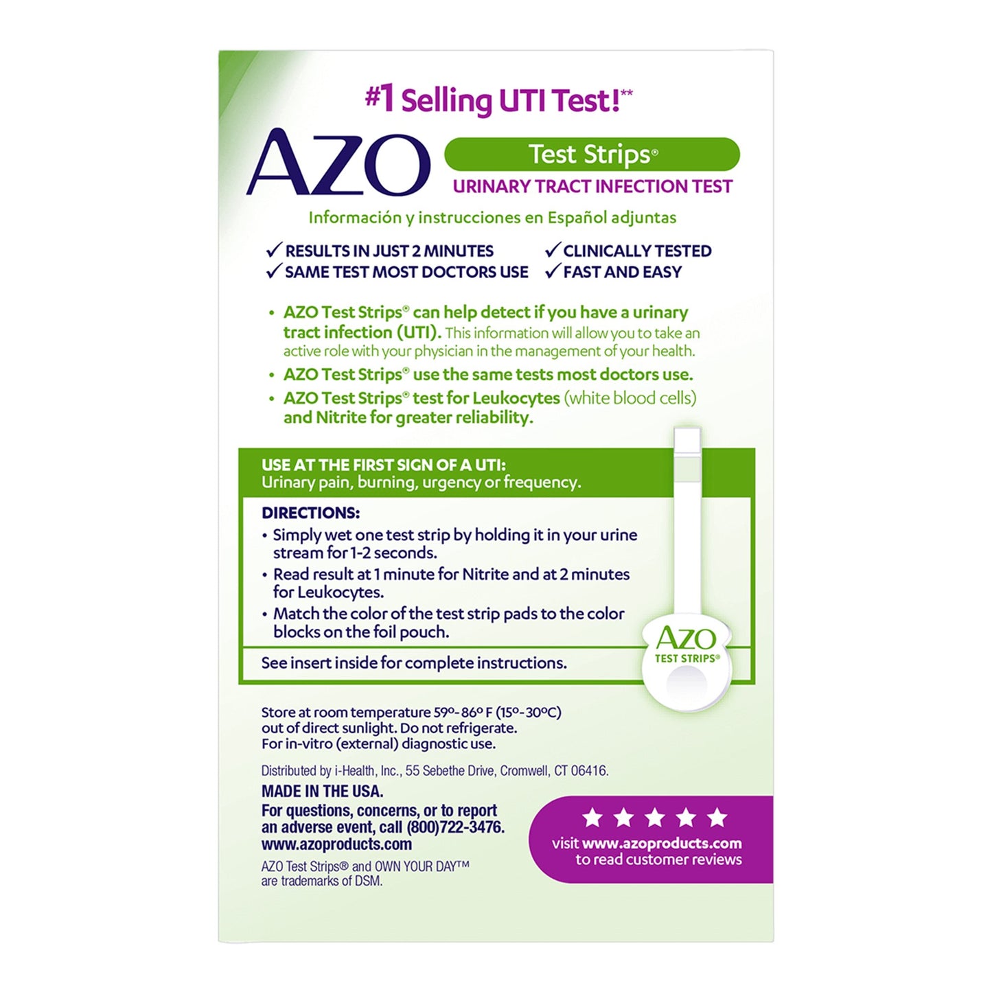 AZO TEST STRIPS, URINARY TRACTINFECTION