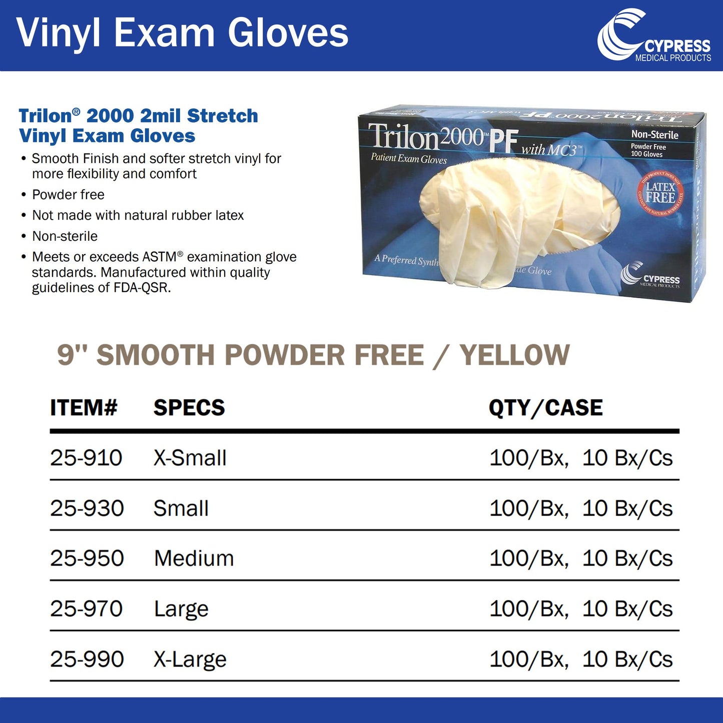 GLOVE, EXAM VNYLSTRCH XL N/S TRILON-2000