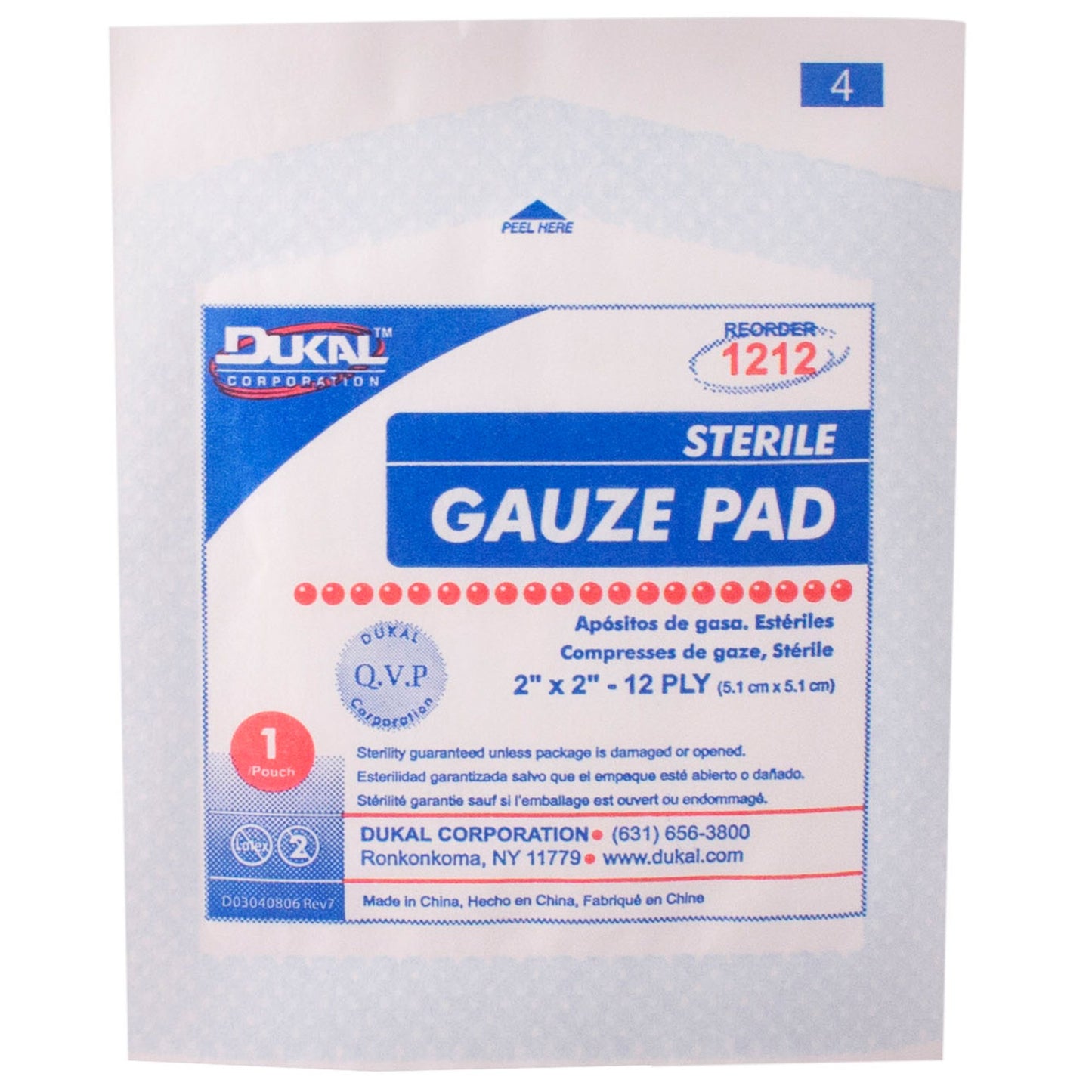 PAD, GAUZE 12PLY STR 2"X2"