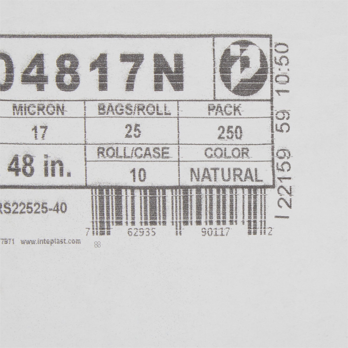 LINER, TRASH CAN CLR 17MIC 40"X48" 40-45GL