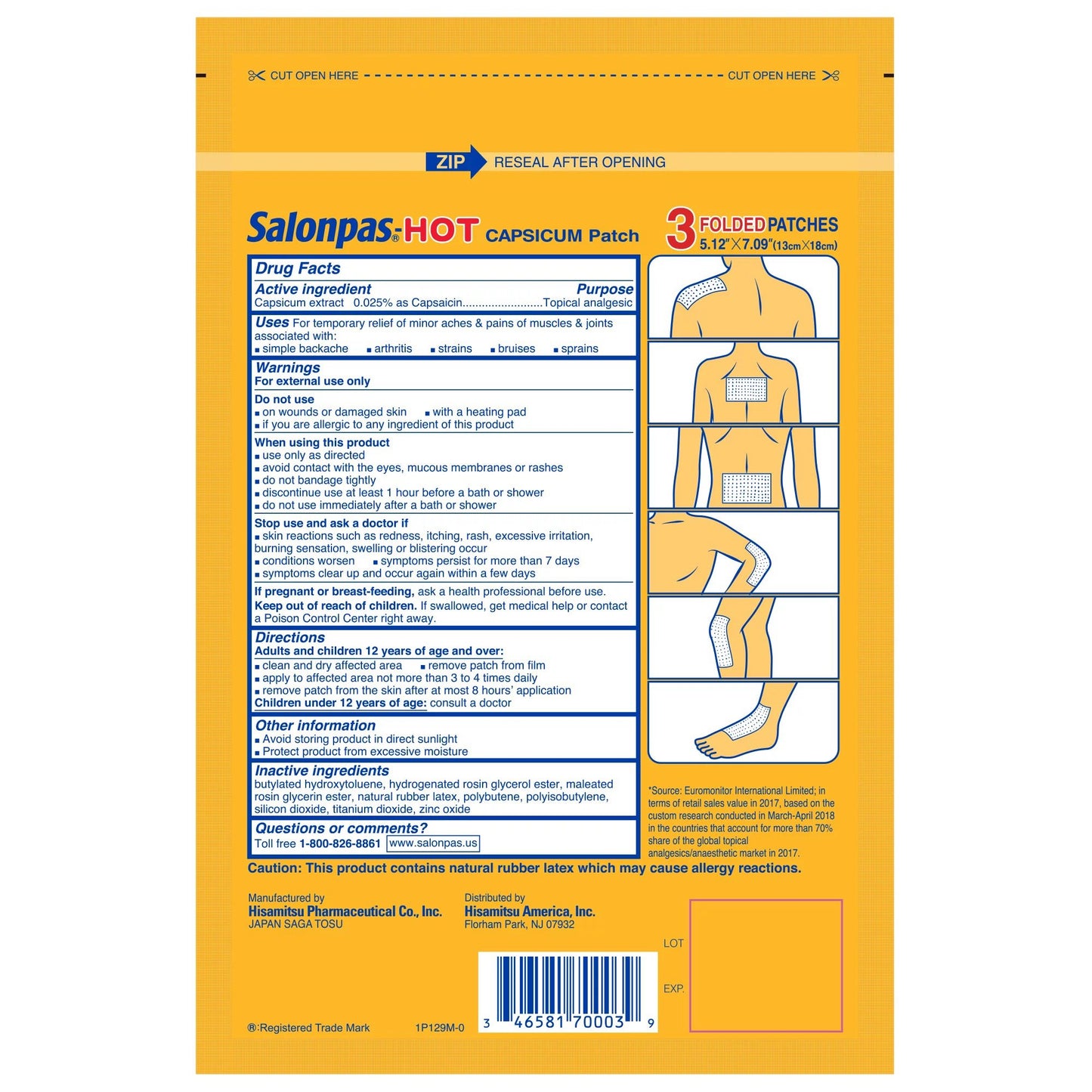 SALONPAS-HOT, PATCH CAPSICUM 5.12"X7.09"