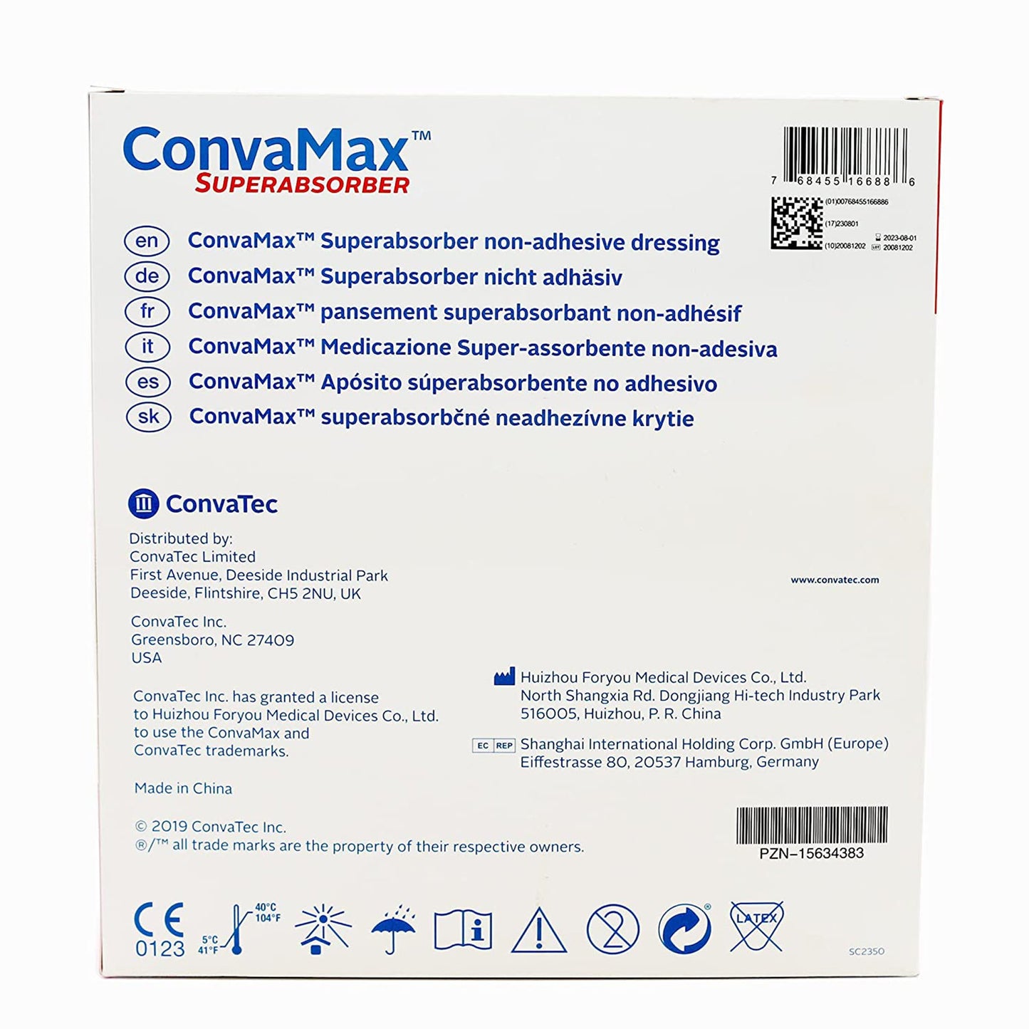 DRESSING, WOUND CONVAMAX SUPERABSRB N/ADH 8"X8"