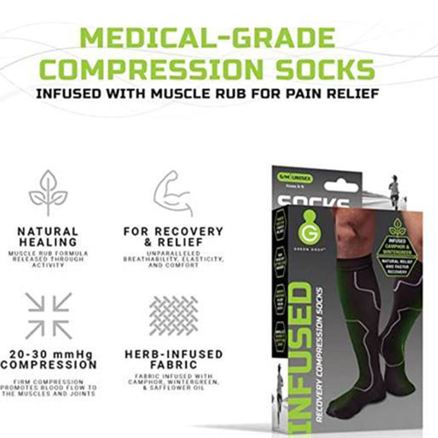 SOCKS, KNEE-HI COMPRSN INFUSEDLG/XLG