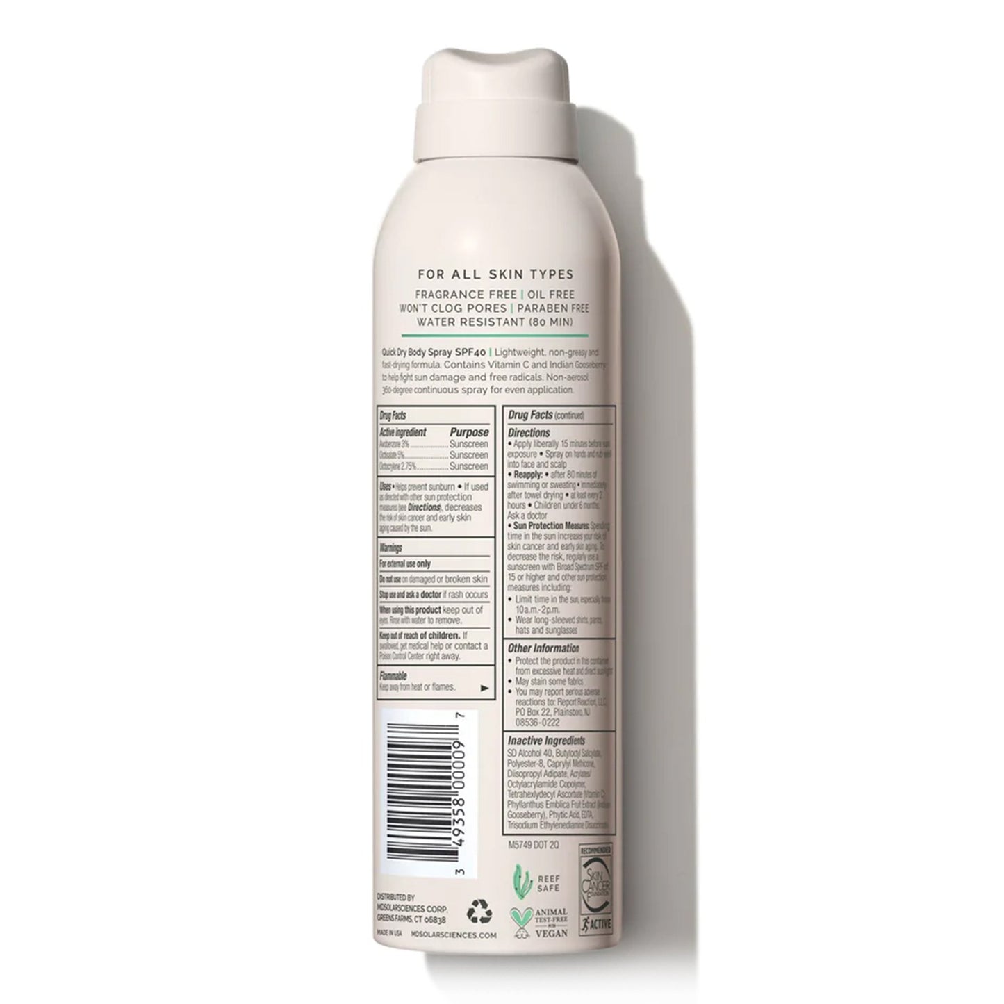 SUNSCREEN, SPRAY BODY QUICK DRY SPF40