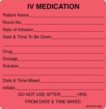 LABEL, IV MED ADDED FLRSNT RED