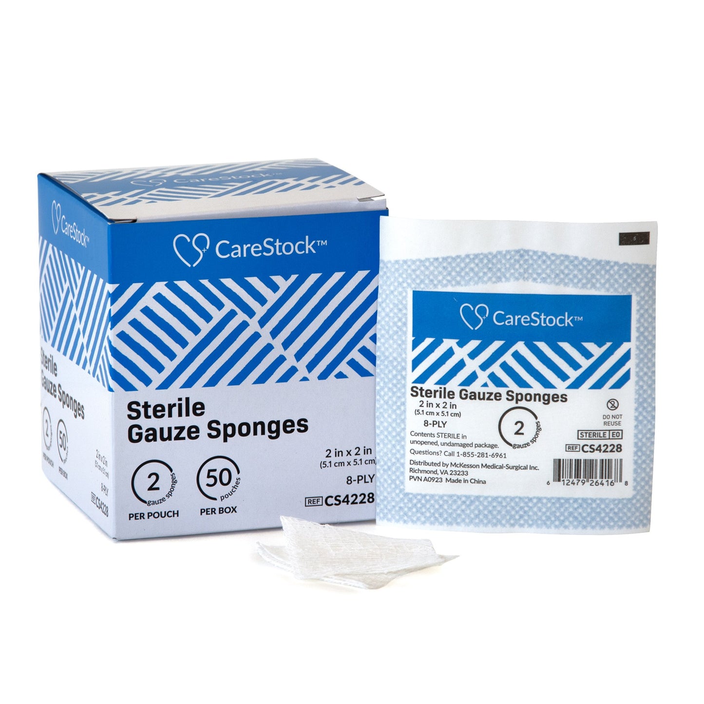 GAUZE, PERF 8PLY LF STR 2X2"