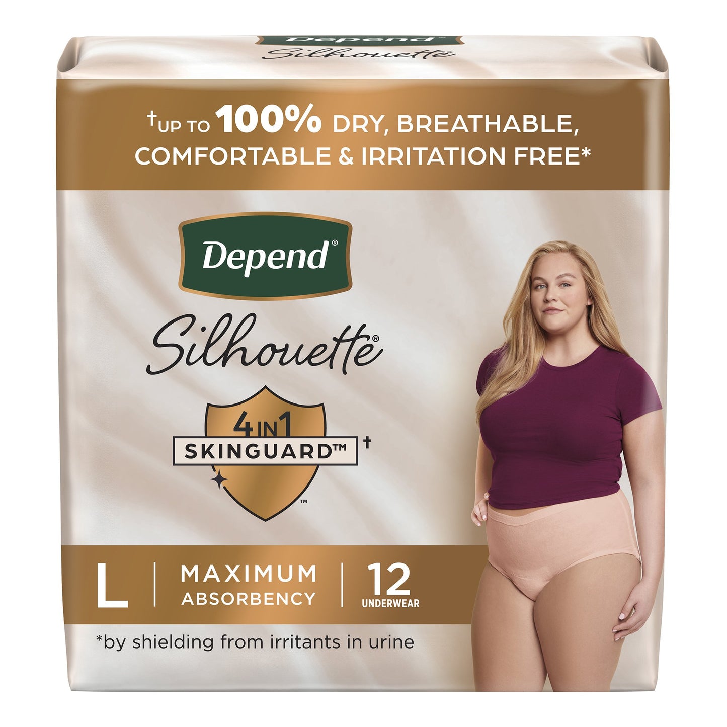 UNDERWEAR, DEPEND SILHOUETTE MAX ABSRB FML LG