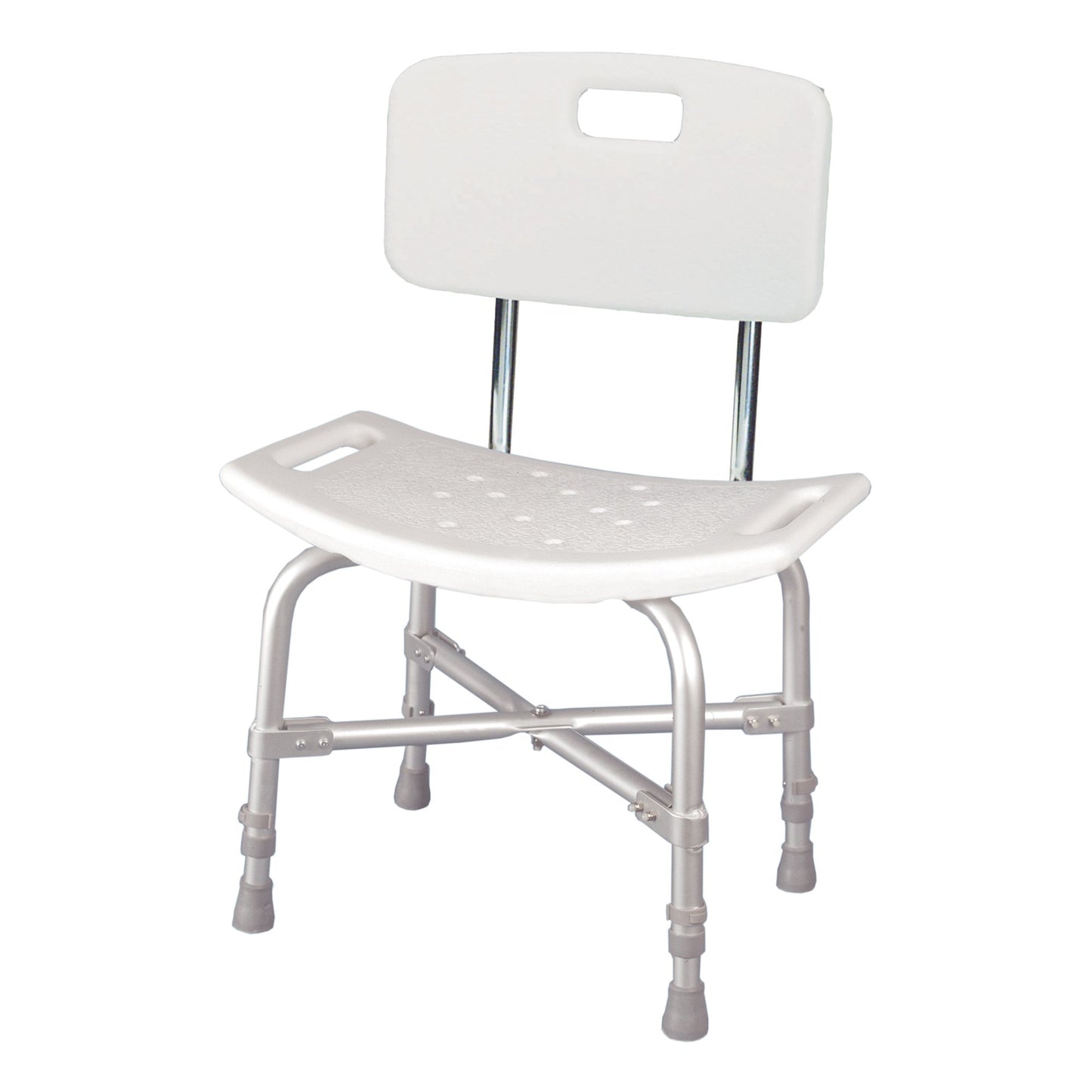 BENCH, BATH W/BACK BARIATRIC X-BRACED ALUM FRAME 500LB